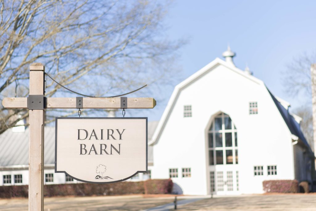 Anne Springs Dairy Barn sign; Charlotte, NC wedding venue