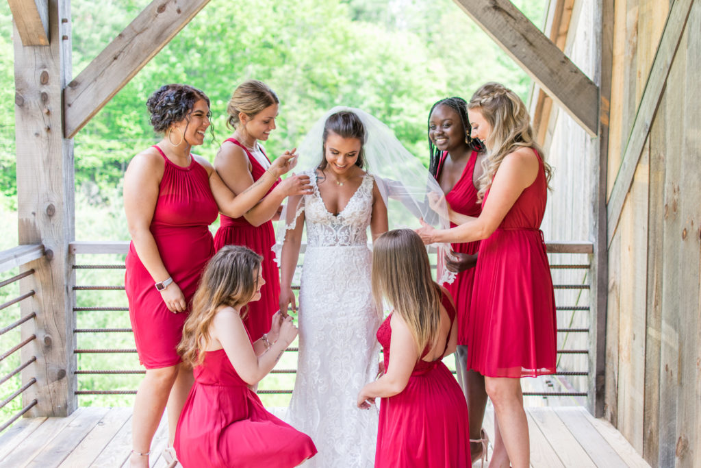 Hemlock Barn Wedding, West Jefferson NC; Bridal party; getting ready images