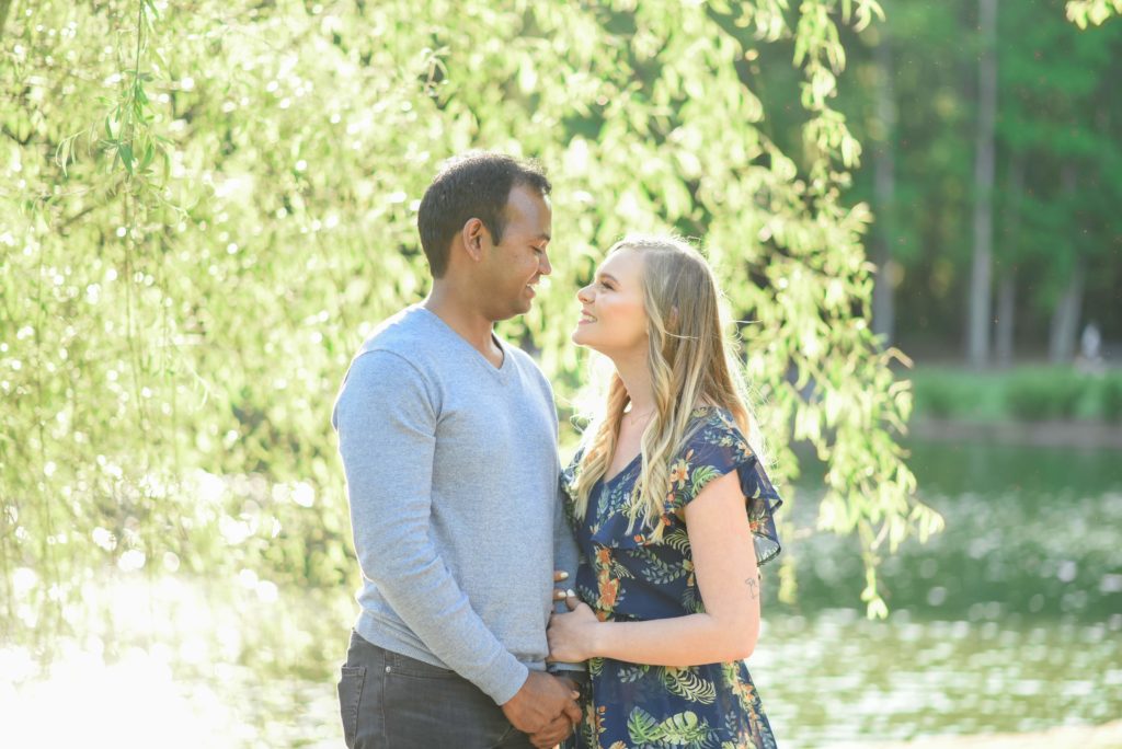 Freedom Park Engagement Photography by the lake in Charlotte NC