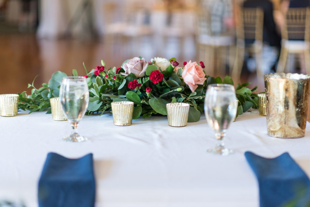 Roanoke Country Club Wedding details; head table decor