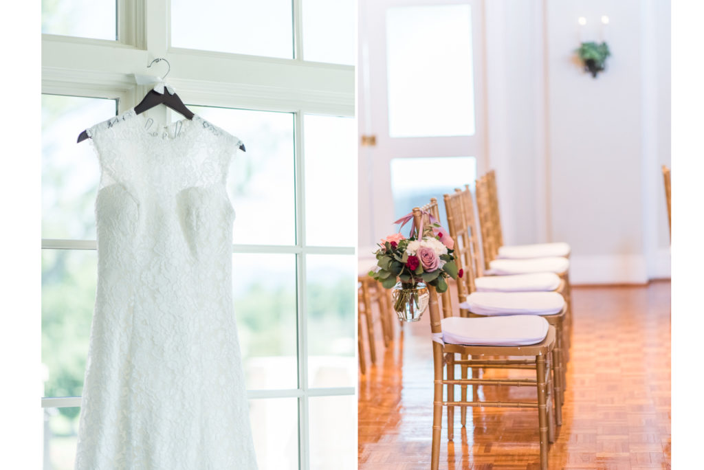 Roanoke Country Club Wedding details; wedding dress; wedding gown; bridal gown; wedding ceremony decor
