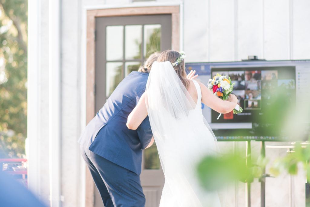 Bride and Groom greet their virtual guests