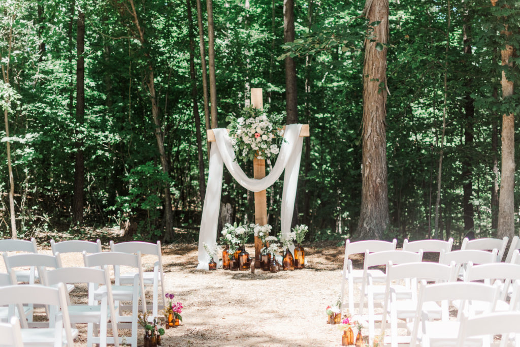 Ceremony details at a summer Splendor Pond Wedding near Charlotte NC
