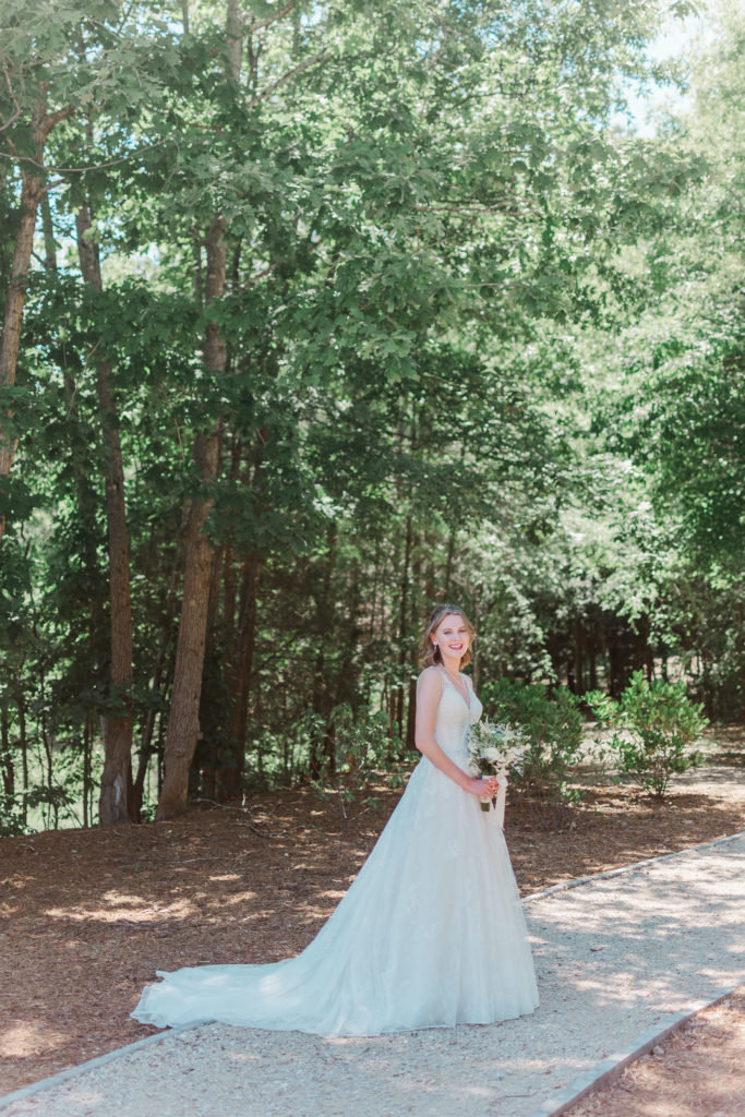 Bridal portrait at Splendor Pond wedding venue near Charlotte NC